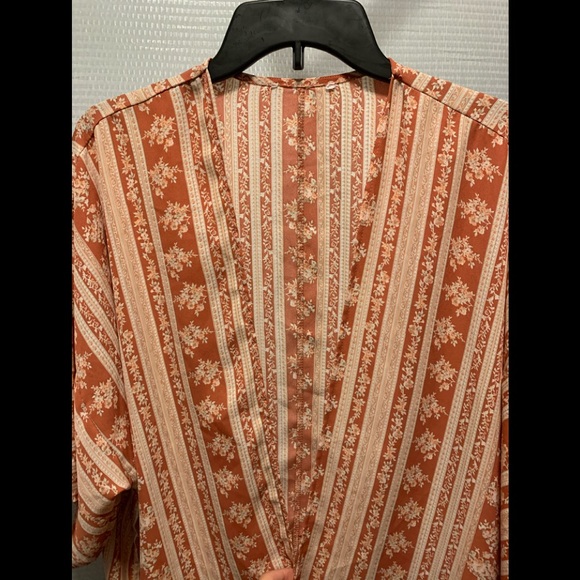 Vintage Boho Tunic Cardigan Kimono Top Pink Cream - Picture 8 of 16
